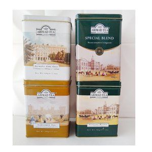 4 Large English Pictorial Scenes EMPTY TEA TINS, Crafts, Ahmad LONDON Large 6x4